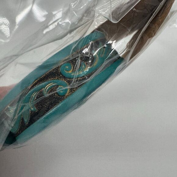Justin Turquoise Leather Bracelet Tooled Western Cuff Cowgirl Jewelry NEW - Picture 4 of 7